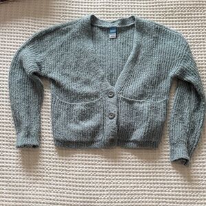 Old Navy Sage Green Cropped Button Cardigan